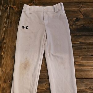 Boys Under Armour Baseball Pants White, Size 7
